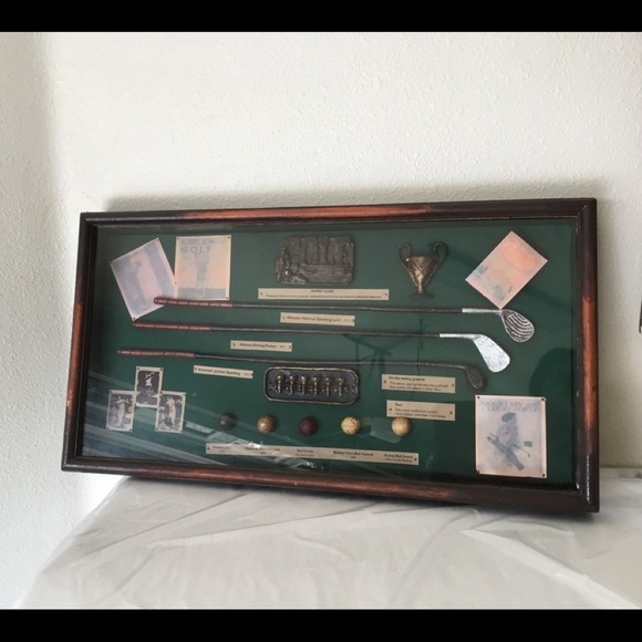 ANTIQUE GOLFWOODENFRAME SHADOW BOX